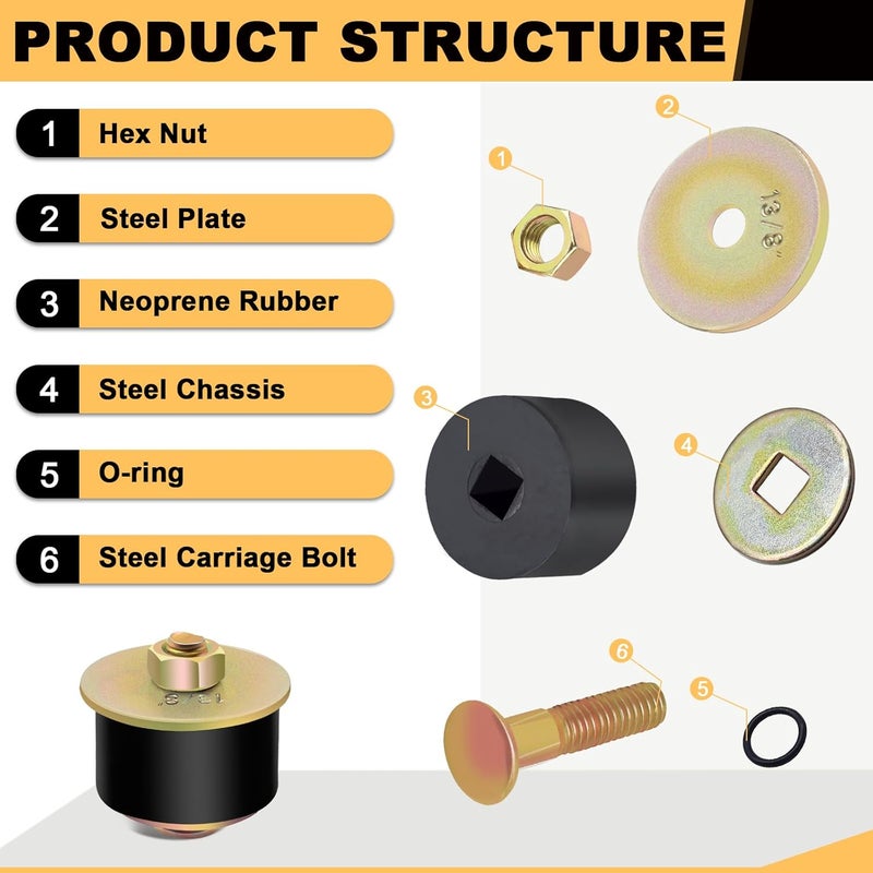 Siptenk 1-3/8" Freeze Rubber Expansion Plug 5 pcs, Automotive Rubber Expandable Freeze Plugs for Engine - Image 4